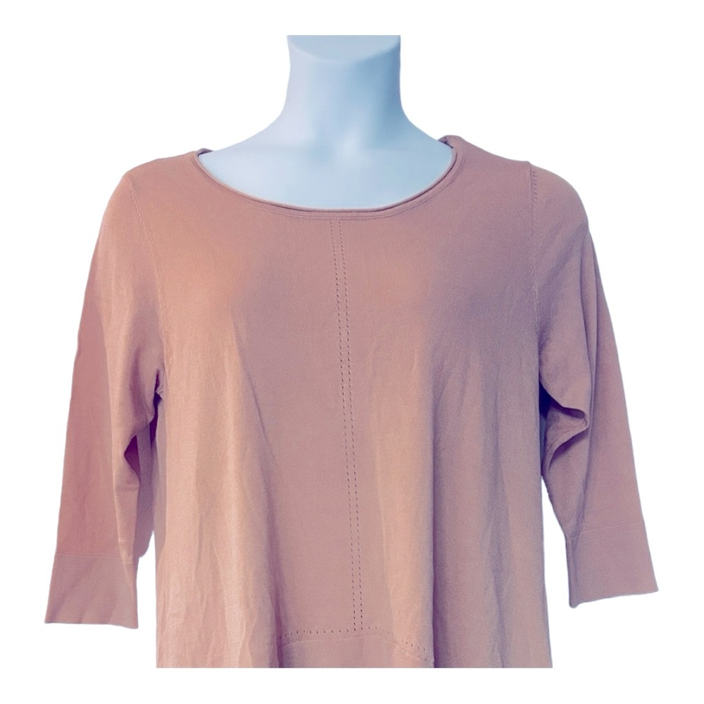 Monroe & Main Flutter Hem Light Sweater Blush Pink Hi Low Romantic Tunic Top - Picture 9 of 16